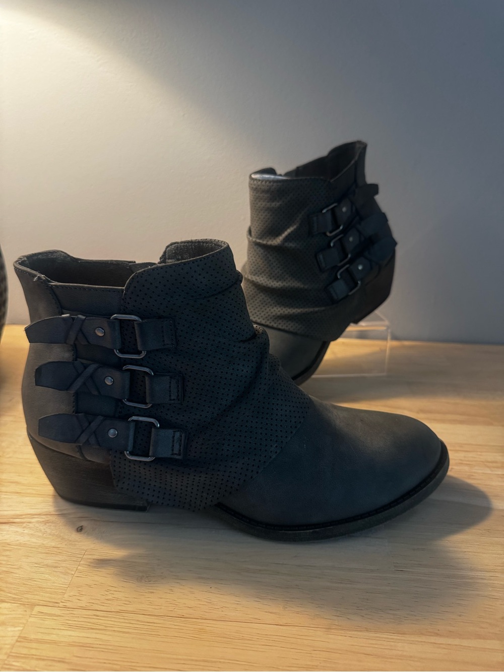 Women's Dark grey Buckle Ankle Boots